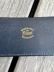 GUCCI Pre-Owned Leather Belt Men&rsquo;S Double Dark Navy 85 Made In