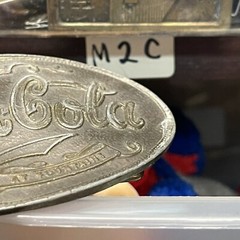 Coca-Cola Brass Oval Belt Buckle 4&Prime; x 2-1/2&Prime; Says: « 5 cents, at Fountains »