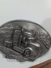 Lone Star Semi Truck belt buckle vintage silver
