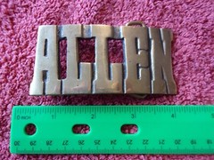 Vintage Belt Buckle Solid Brass ALLEN name plate cut out bold font letters