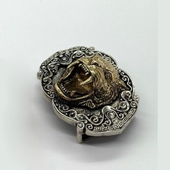 Brass & White Copper 3D Tiger Belt Buckle, Suitable for belts 1.5-in wide