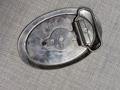 vintage MOOSE belt buckle WESTERN loyal order legion COWBOY chrome 1970s