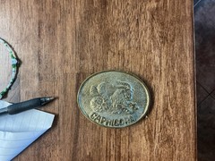 Vintage Solid Brass Capricorn Zodiac Oval Clip Belt Buckle Gold Fits 1.5&Prime;