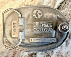Vintage Buck Knives Limited Edition Belt Buckle BB901 Silver Green