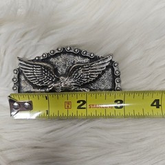 Vintage Solid Brass Bald Eagle Belt Buckle Made in Italy 1970s Retro Patriotic