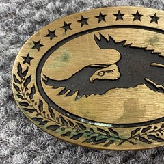 Vintage Tech Ether Guild Bald Eagle Belt Buckle Solid Brass USA Patriotic 70s