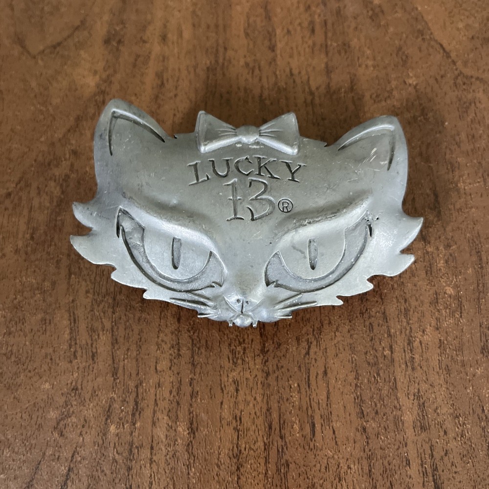 lucky 13 Apparel Y2K belt buckle cat Secret Compartment Rare!! Goth Emo