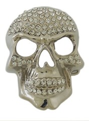 Skull Belt Buckle Men Women Bling Rhinestones Gold Silver Halloween Costume New