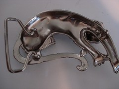 Silver Stone Cat Belt Buckle
