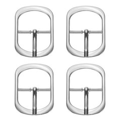4 Pcs 1 Inch Single Prong Buckle Oval Center Bar Buckle, Silver Tone