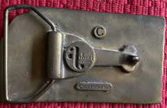 NEBRASKA 1867 VINTAGE BELT BUCKLE COVERED WAGON HORSE OXEN AMERICAN PIONEER 1975