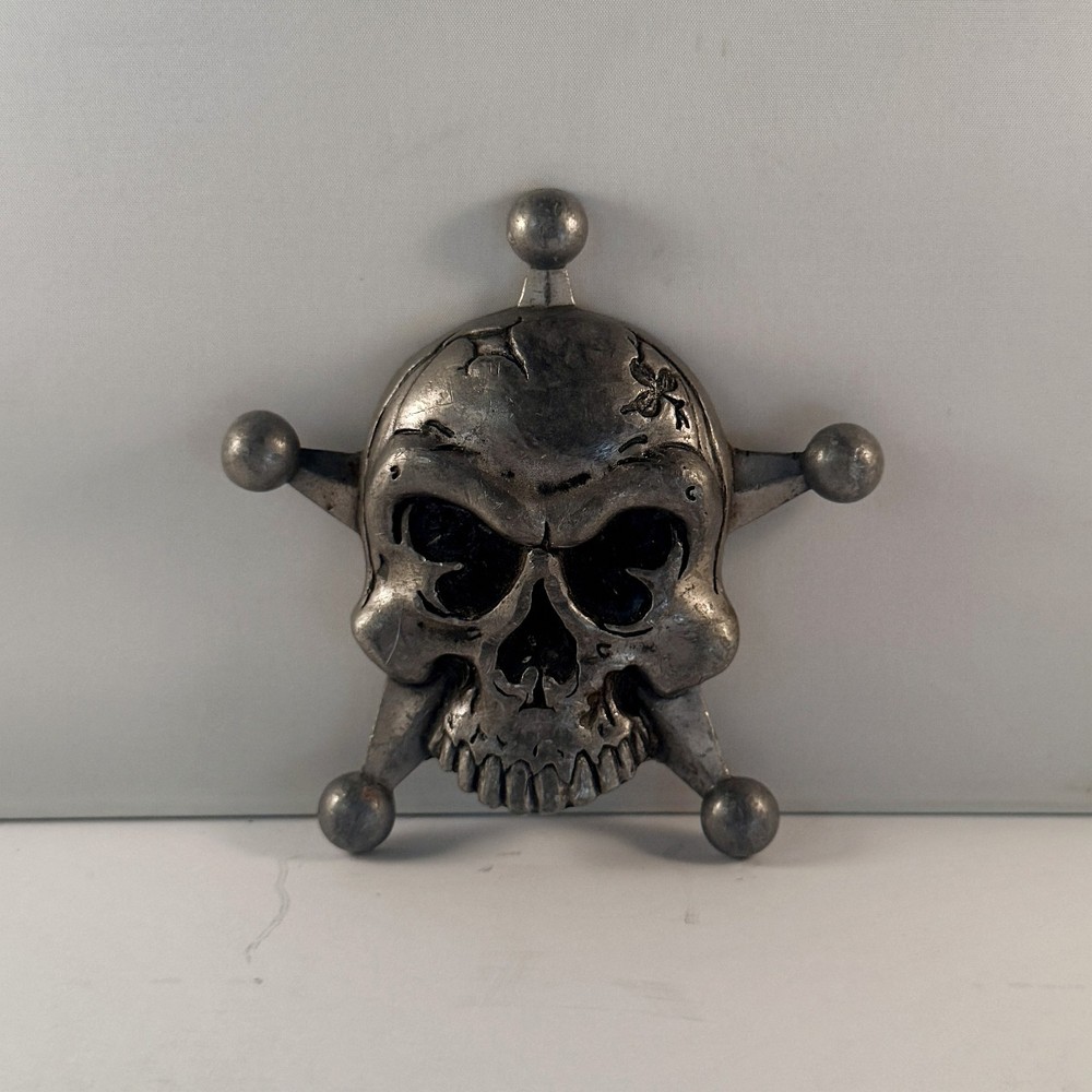 Heavy Metal Mfg Skull Crossbones Pirate Belt Buckle USA Incomplete As-Is