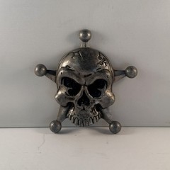 Heavy Metal Mfg Skull Crossbones Pirate Belt Buckle USA Incomplete As-Is