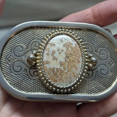 vintage WESTERN buckle belt AGATE hand polished stone COWBOY gemstone ROCK