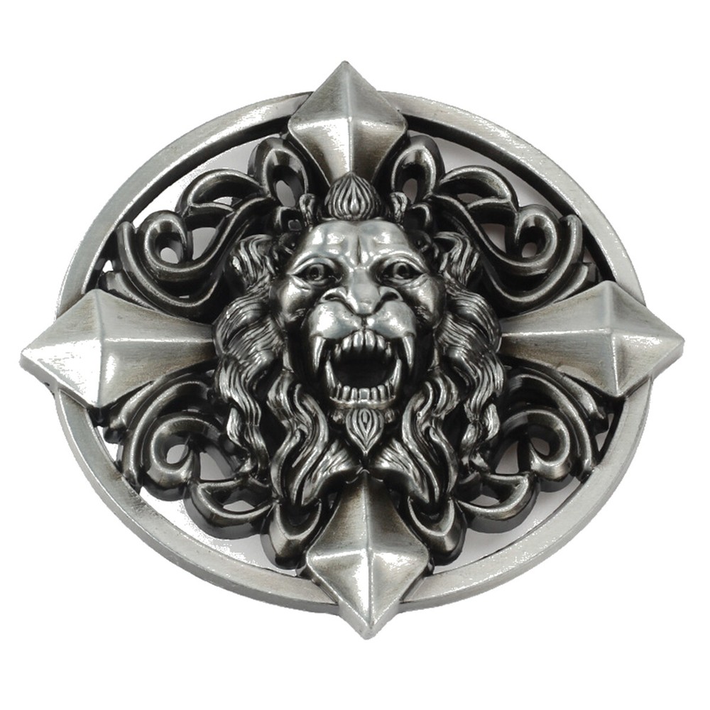 Lion Head Belt Buckle Western Cowboy Native American Motorcyclist (HLN-02-S)