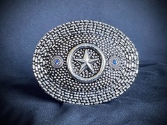 “Lone Star Reliquary” Belt Buckle Handmade 4×3 Leather back OOAK Darren McNeese
