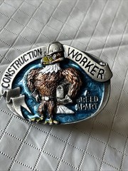 American Construction Worker Heavy Numbered Belt Buckle 1988 USA Eagle
