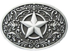 Antique Silver Southwest Star Western Oval Belt Buckle also Stock in the US