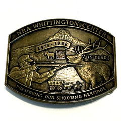 Vintage Brass Belt Buckle NRA Whittington Center 1973-1988 Made in USA