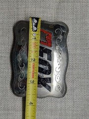 vintage USA made FOX RACING handcrafted WESTERN belt buckle CHROME johnson held