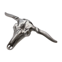 Men Western Fashion Silver Metal Big Belt Buckle Long Horn Texas Cow Bull Skull