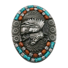 Men Silver Metal Belt Western Native Indian Warrior Horse Feather Eagle Wings
