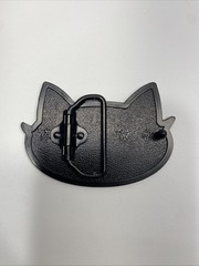 Vintage Y2K Pink and Black Enamel Cat Belt Buckle (3.5in x 2.25in) New Old Stock