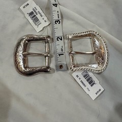 Vintage 1994 Western Belt Buckles Silver Floral Engraved NWT 2pc