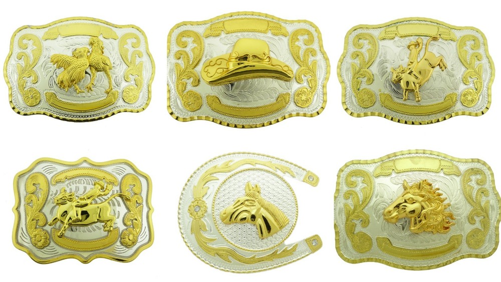 New Men Women Western Cowboy Cowgirl Rodeo Style Belt Buckles Gold Silver Metal