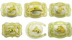 New Men Women Western Cowboy Cowgirl Rodeo Style Belt Buckles Gold Silver Metal