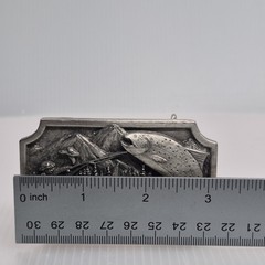 Siskiyou Buckle Co Fisherman Fishing Angler Oregon K-27 1983 Mountains Pewter