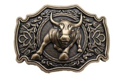 Men Gold Metal Belt Buckle Cowboys Western Fashion Bull Rodeo Filigree Unisex