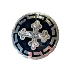 Western Mens Belt Buckle 3.25 x 3.25 in Southern Cross Cowboy Black Silver 1.5