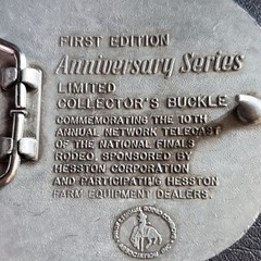 Hesston NFR 25th Anniversary Series 1983 Belt Buckle First Edition Rodeo Pewter