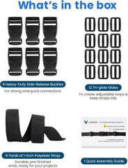 Buckle & Strap Kit – 6 Yards 1 Inch Wide Polyester Webbing Stronger than Nylon