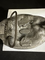 Vintage American Trucker 1998 Pewter Belt Buckle Siskiyou Semi Truck Eagle USA