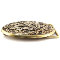 Cannabis leaf solid brass belt buckle, Marijuana Weed Leaf ganja Rasta buckle