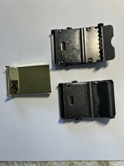 Military Style Slide Belt Buckle Lot of 3 – 1 Brass & 2 Gray Tone