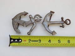 belt buckle vintage metal Anchor cracked sculpture signed T.O.S. TOS Handmade