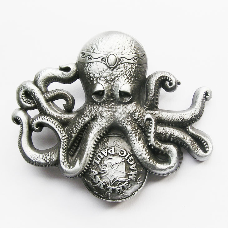 Magic Paul Octopus Silver Color Metal Belt Buckle