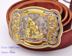 Texas Long Huge Ride Rodeo Cowboy Western Barrel Racing Gold Shine Belt Buckle