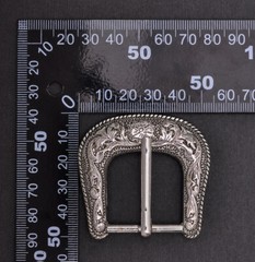 Western Cowboy Silver Flower Engraved Belt Pin Buckle 3pc/Set Fits 1-1/8&Prime; Strap