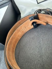 GUCCI Pre-Owned Black Leather Belt Silver
