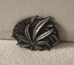 MARIJUANA LEAVES LEAF FUNNY COWBOY RODEO BELT BUCKLE