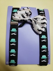 Claire&rsquo;s SUSPENDERS Nerdy Geek Mustache Hat Bow Ties Teen/ Adult Adj. #CLAR