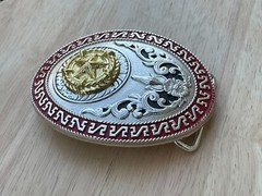Western Buckle Oval Gold Silver Red Lone Star Texas Cowboy 2 » Hebillas Vaqueras