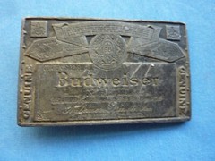 VINTAGE BUDWEISER BEER BOTTLE LABEL BELT BUCKLE