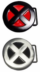 X-Men Logo Set of 2 Silver and Red Metal Belt Buckles