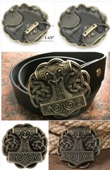 Viking Thor&rsquo;s Hammer Antique Bronze Metal Belt Buckle 1.5 inMen