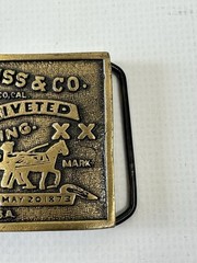 Vintage 70s 80s Levis Strauss BeltBuckle Made In USA Brass Two Horse 8909